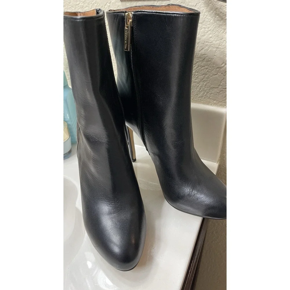 Louise et Cie Valmorel Black Leather Ankle Boots Womens Size 7M‎ Stiletto